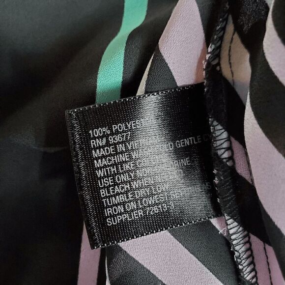 Worthington Top Womens Small Black Striped Chiffon Sleeveless Halter Neck Tank - Picture 6 of 11